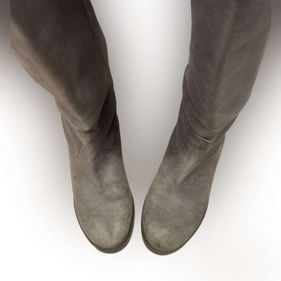 Lucky Brand Leather Riding Boot - Womens size 6.5 - Grey/Taupe - Picture 3 of 4